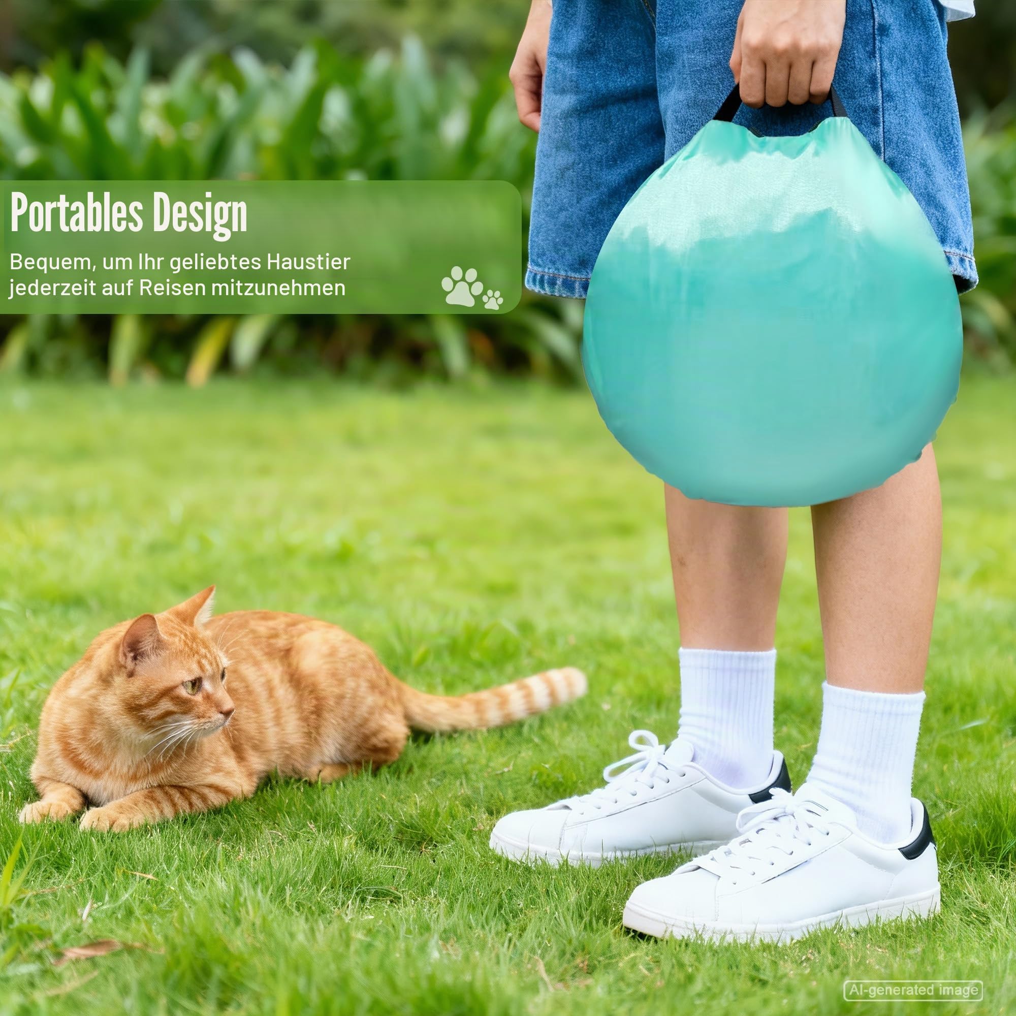 Großes Freigehege für Katzen Pop-Up Zelt, Tragbare 3-in-1 Modulare Katzenvoliere mit Vernetzten Fenstern für Innen & Außen, Reise, Garten, Park