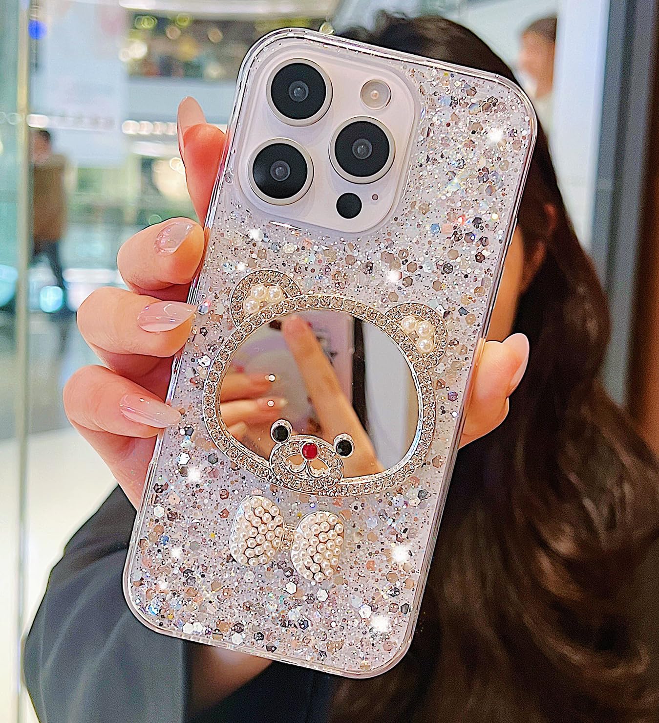 LXXZBC for Samsung Galaxy Note10 Plus Bling Case Luxury for Women Girls Design Cute 3D Cartoon Mirror Makeup Fancy Bling Glitter Slim Protective