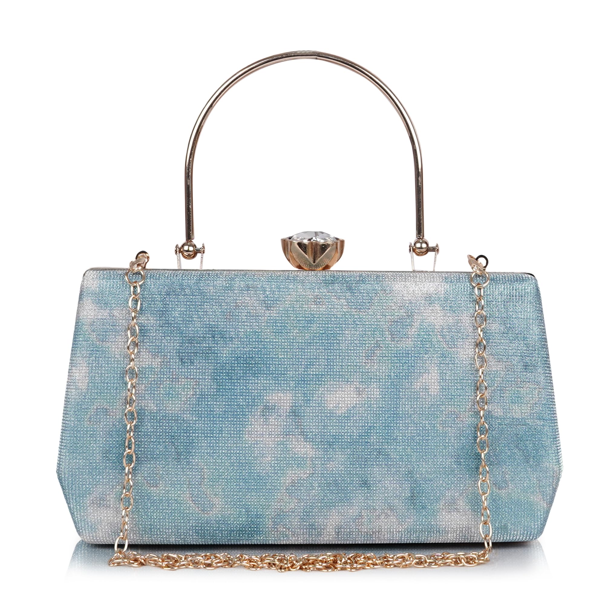 Women’s Printed Hard Case Clutch with Metal Handle & Chain Sling | Elegant Party & Evening Purse-image-49
