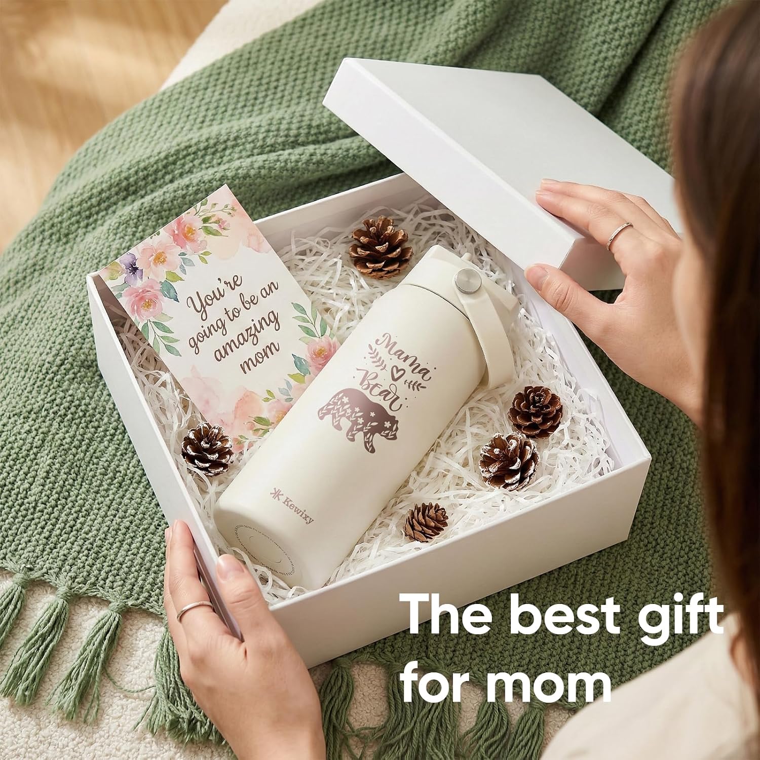 Gift for Mom, 24oz Insulated Mom Water Bottle, Easy Slide Lid, Leak Proof, Keep Cold 24H, Stainless Steel with Straw, Mama Birthday Gifts, Gifts for Christmas Mothers Day, Mamabear image 2