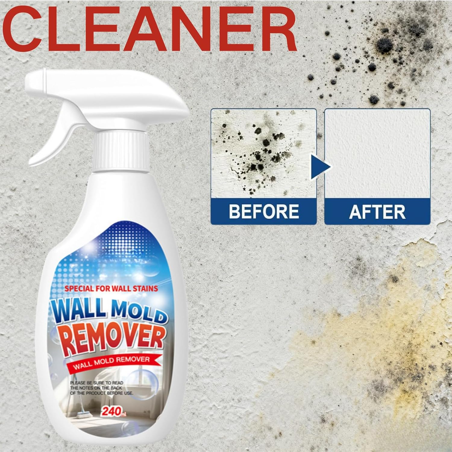 Highly Effective Removal Spray, Wall Cleaner Spray,Multi-Surface Cleaning Solution,Suitable Fortiles, Fabrics, Bathrooms, And Kitchen8.12 Fl Oz(Sponge*1+Cloth*1) - Image 3