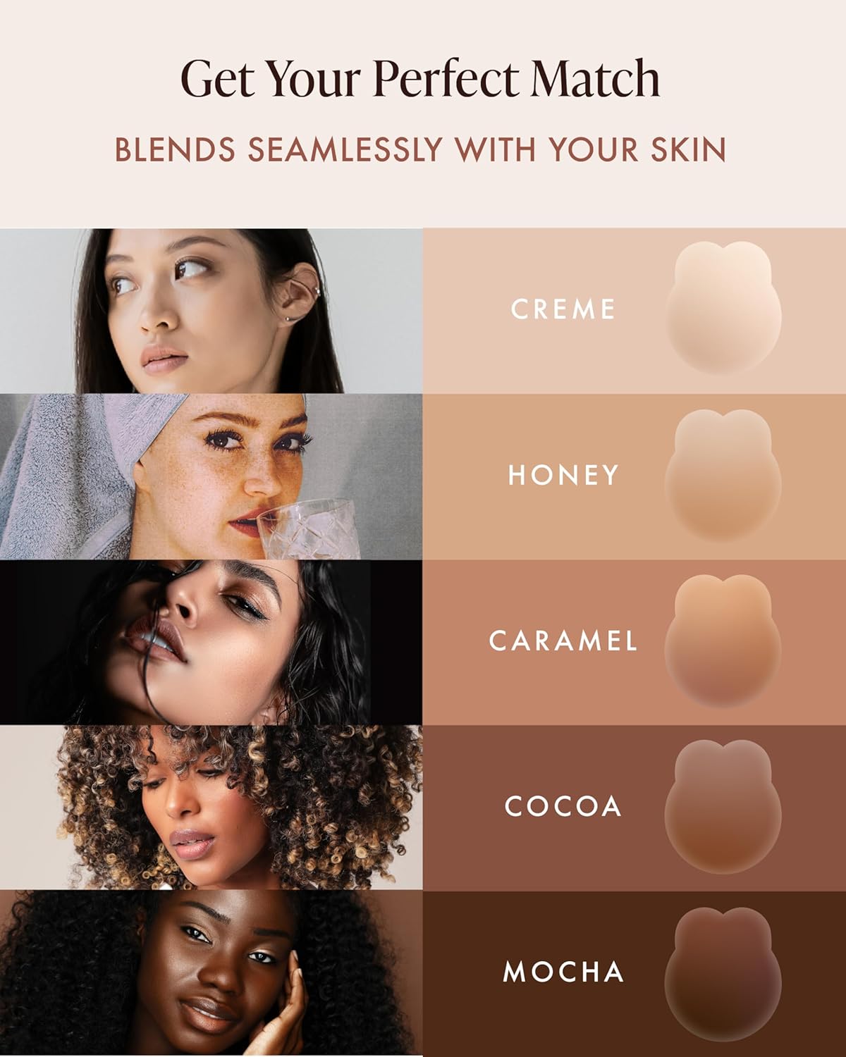 Nipple Covers with Lift - Reusable Sticky Bra Push Up - Waterproof Nipple Pasties Strapless Bras for Women 4 Shades - Image 3