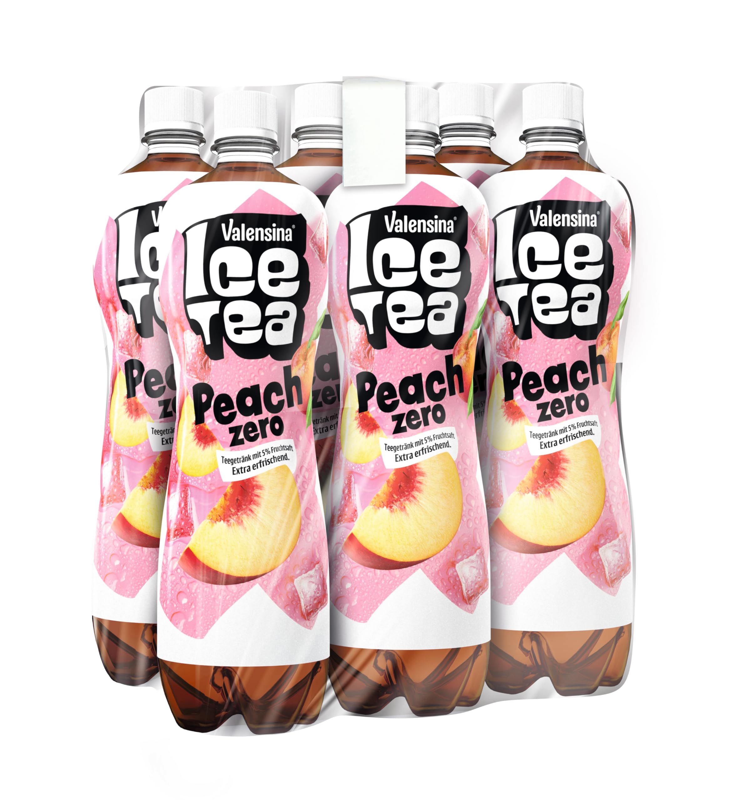 Valensina IceTea | Peach Zero | 6 x 1 L | Eistee mit Pfirsich Geschmack | Ohne Zucker | Einweg
