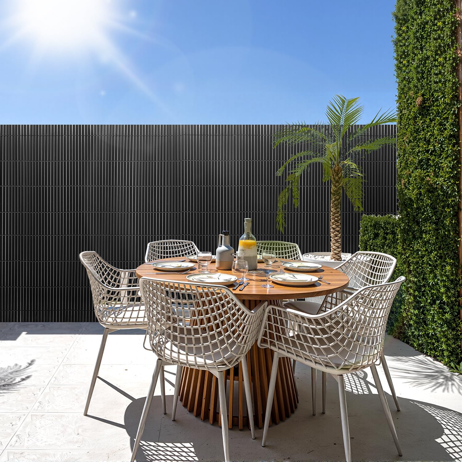 Mata maskująca z PCW, 80 x 500 cm, ogrodzenie prywatności, odporna na warunki atmosferyczne, do ogrodu, na taras, balkon, z opaskami kablowymi, ochrona przed spojrzeniami, z żeberkiem