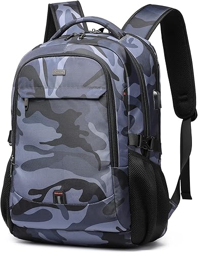 Miniatura 11 de DUSLANG Mochila para portátil de 17 pulgadas para viajes, resistente al agua, mochila universitaria para hombres, bolsa para computadora portátil