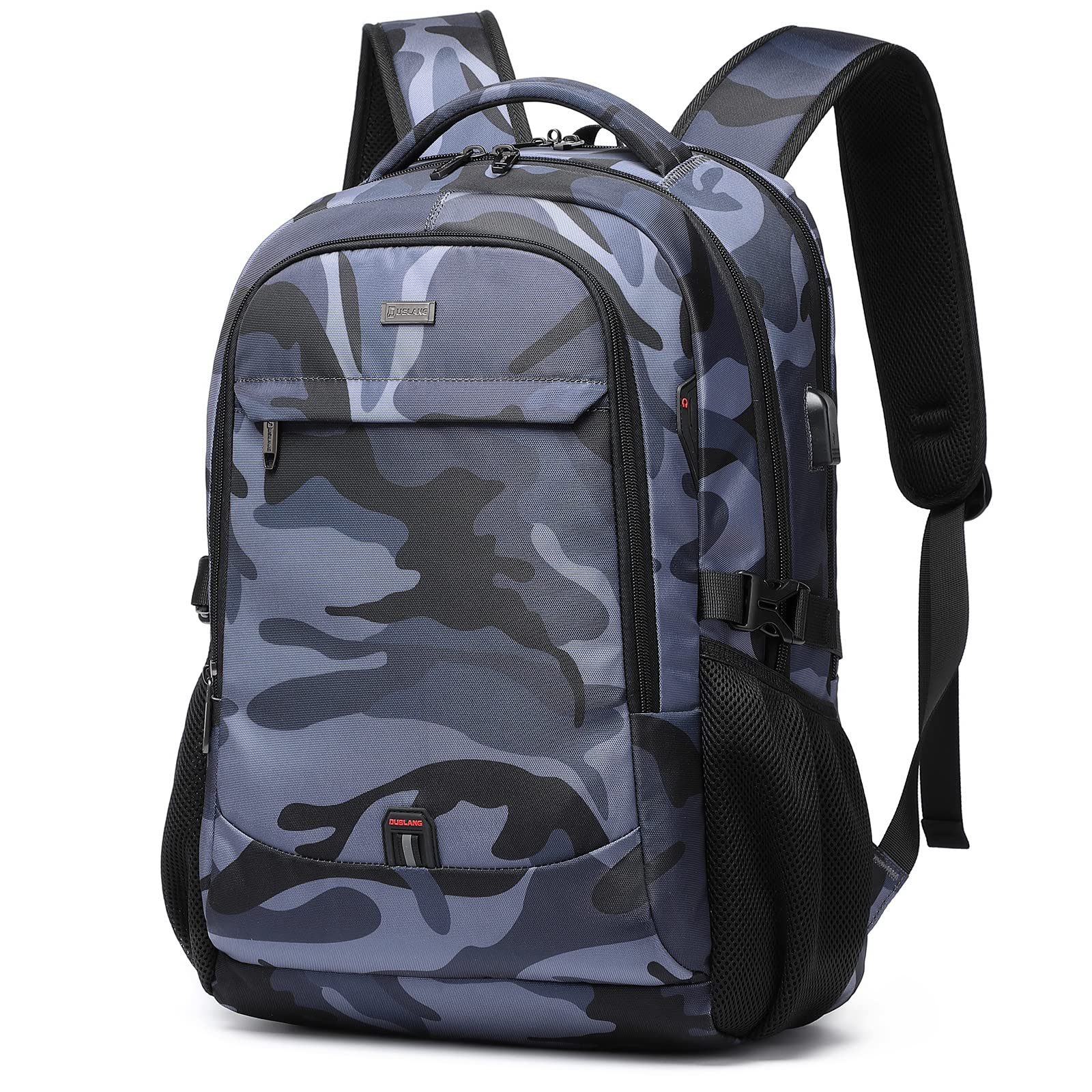 DUSLANG 17 Inch Travel Laptop Backpack Water Resistant Hiking Backpack for Men Laptop Bag with USB Charging Port,Camouflage green