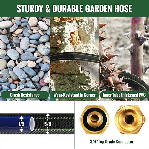 Miniatura 4 de Manguera de jardín flexible de 75 pies, no expandible, de alta presión, sin torceduras, a prueba de fugas, duradera, portátil, ligera, al aire