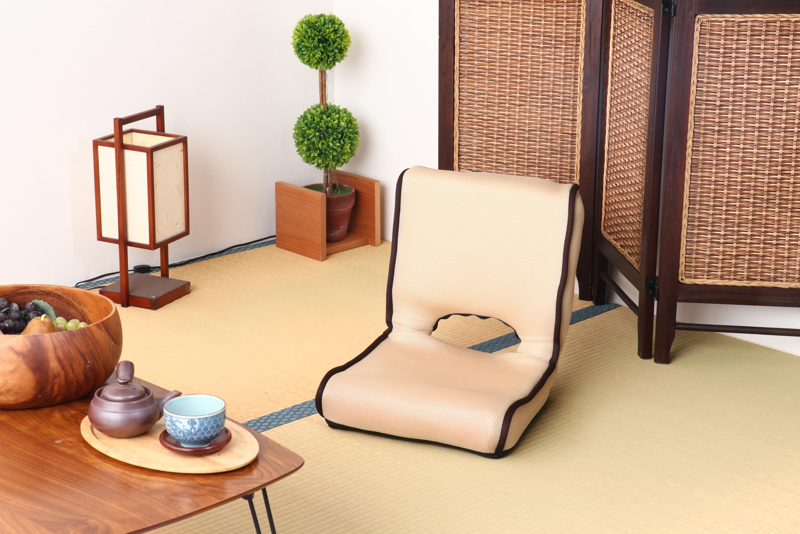 Amazon｜不二貿易 座椅子 幅40×奥行40×高さ20cm メッシュアイボリー 低