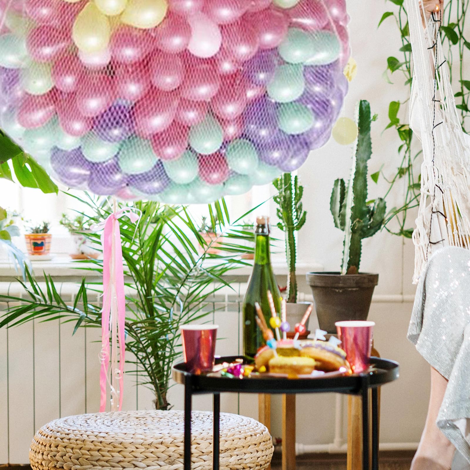 Rete per Caduta di Palloncini 500 Pezzi Plastica Bianca | Organizzatore per Trasporto, Protezione dal Contatto, Rilascio Ordinato, per Catering e Feste di Compleanno