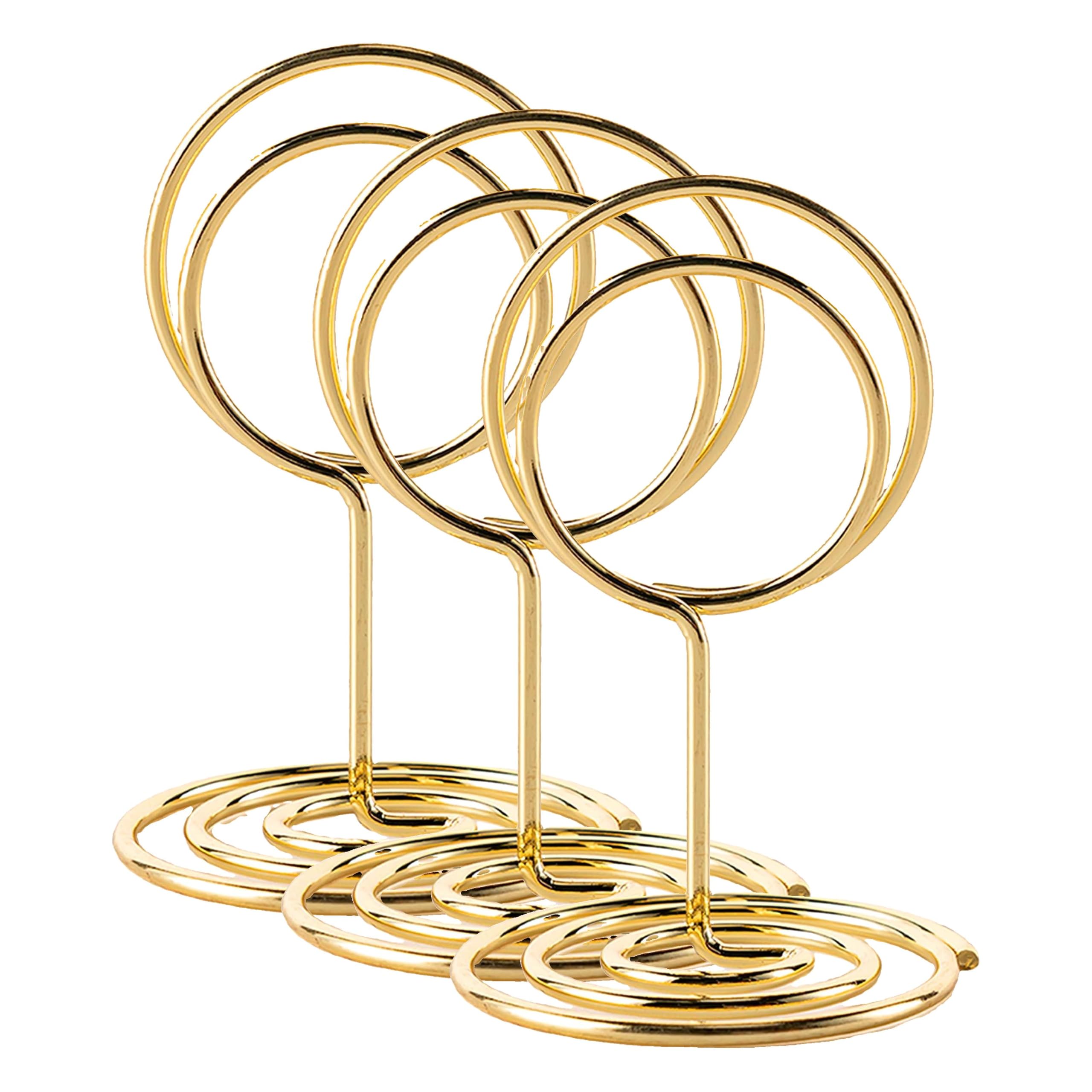 Hoewina 26Pcs Table Number Holders, Place Card Holder, Wire Picture Holder, Small Size Table Card Holders, Photo Holder for Centerpieces, Wedding Reception, Party, Birthday (Gold) (Pack of 3)