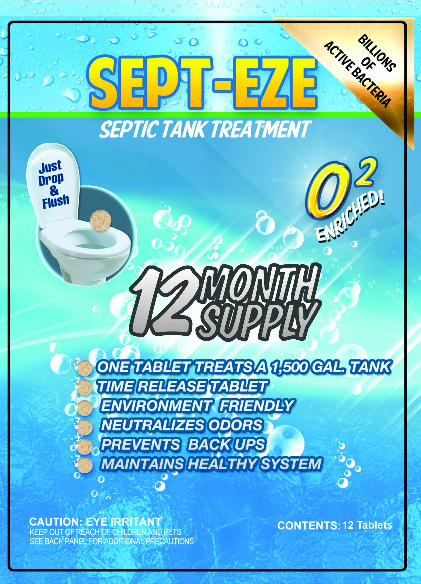 Sept Eze America's BEST Septic Treatment 12 month Supply 12 Tablets