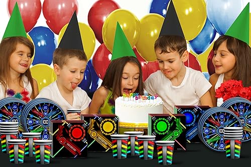 Miniatura 7 de Juego de suministros de fiesta de cumpleaños con etiqueta láser platos servilletas vasos kit de vajilla para 16