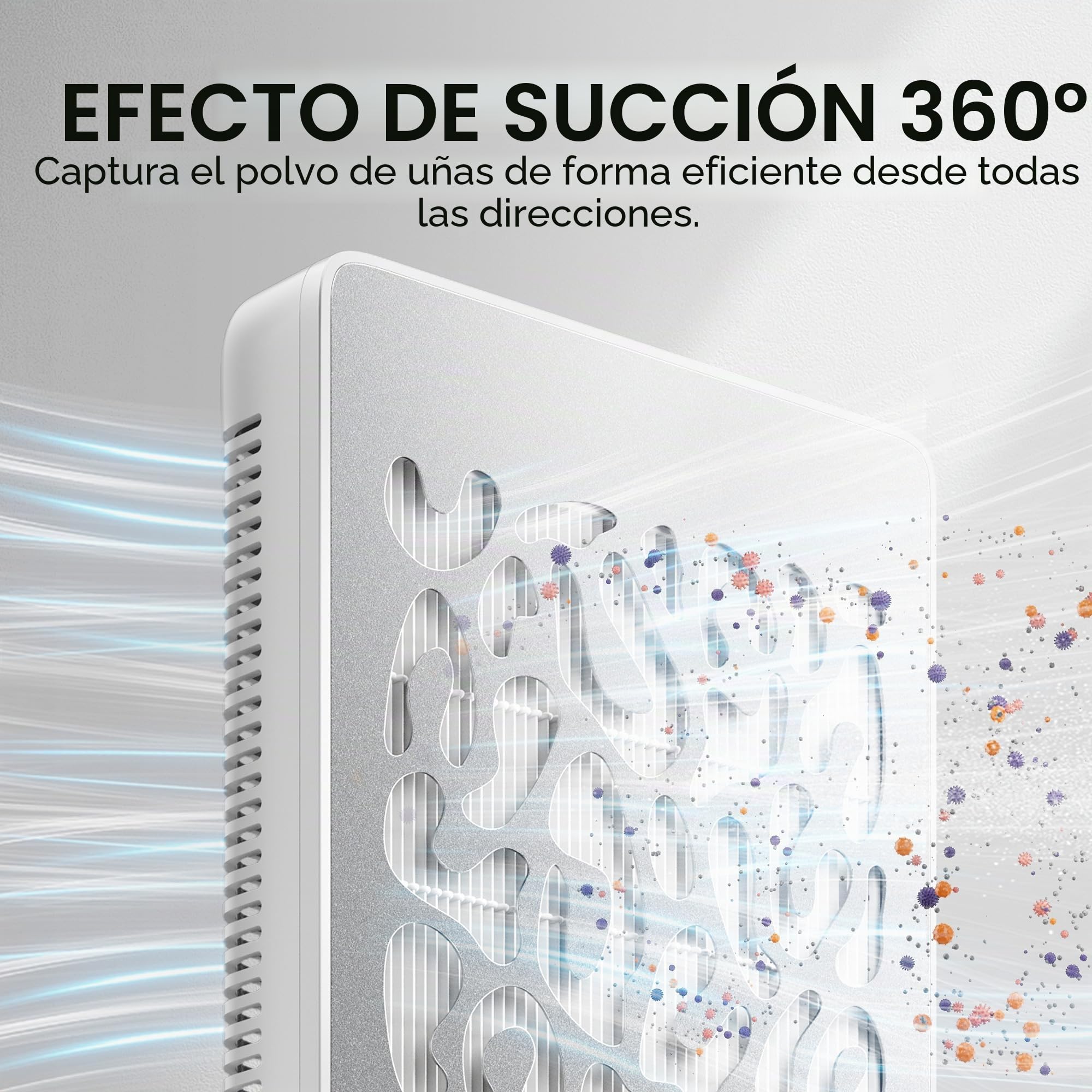 L'UGX 608S - Aspirador profesional de polvo para uñas, 650 Pa, 4500 rpm, motor sin escobillas, silencioso, para manicura y pedicura, incluye 30 papeles de filtro