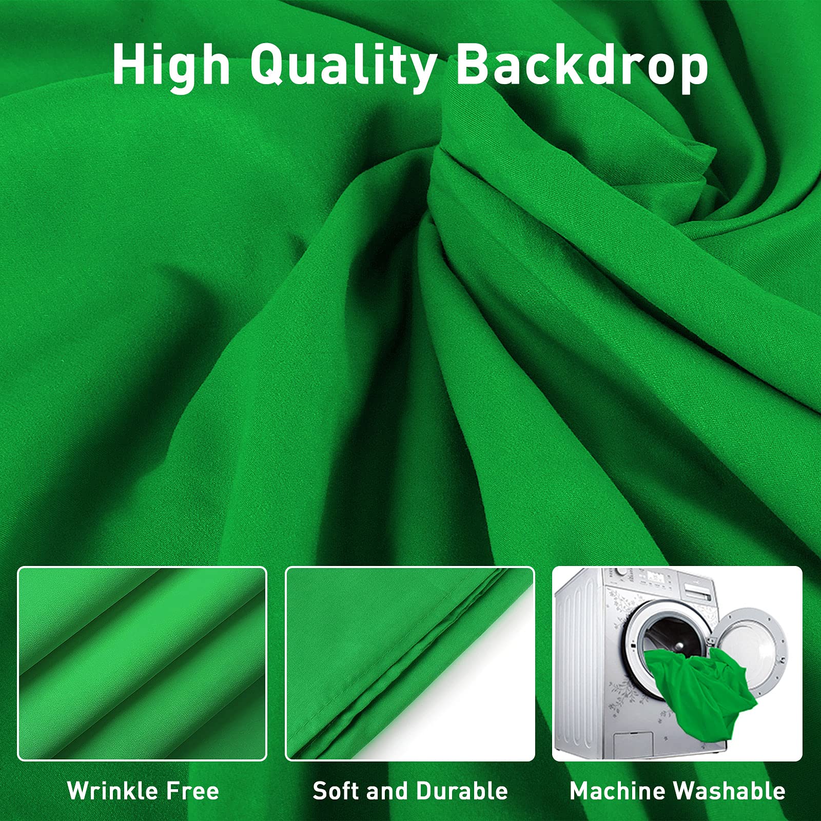 Sfondo verde e blu con supporto, 2 in 1, 2 x 1,5 m, kit di sfondo blu e verde per chroma key, streaming, giochi, servizi fotografici, con borsa per il trasporto e 5 clip