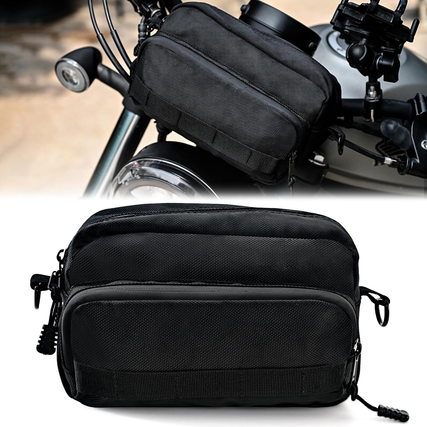 Motorcycle Handlebar Bag,Easy Installation Motorcycle Bag,Universal Handle Bar Bag,Front Fork Storage Bag,Harley Fork Bag,Tool Bag,Sissy Bar Bag