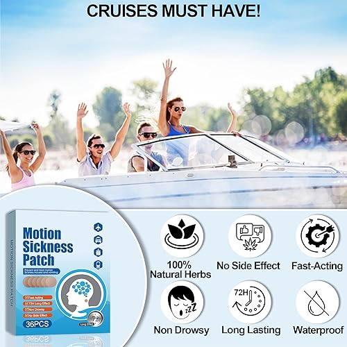 Miniatura 3 de Parches para mareo por movimiento, alivio de vértigo y náuseas, parches para mareos por movimiento para paseos en coche y barco y viajes en avión,