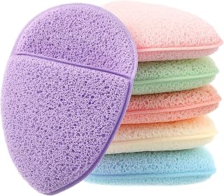 6 Pieces Facial Scrubbing Sponges, Reusable Makeup Pads Washable, Mild Face Sponge, Facial Cleansing Cotton Pads, for Facial Cleansing Massage Pore Peeling Mask Makeup