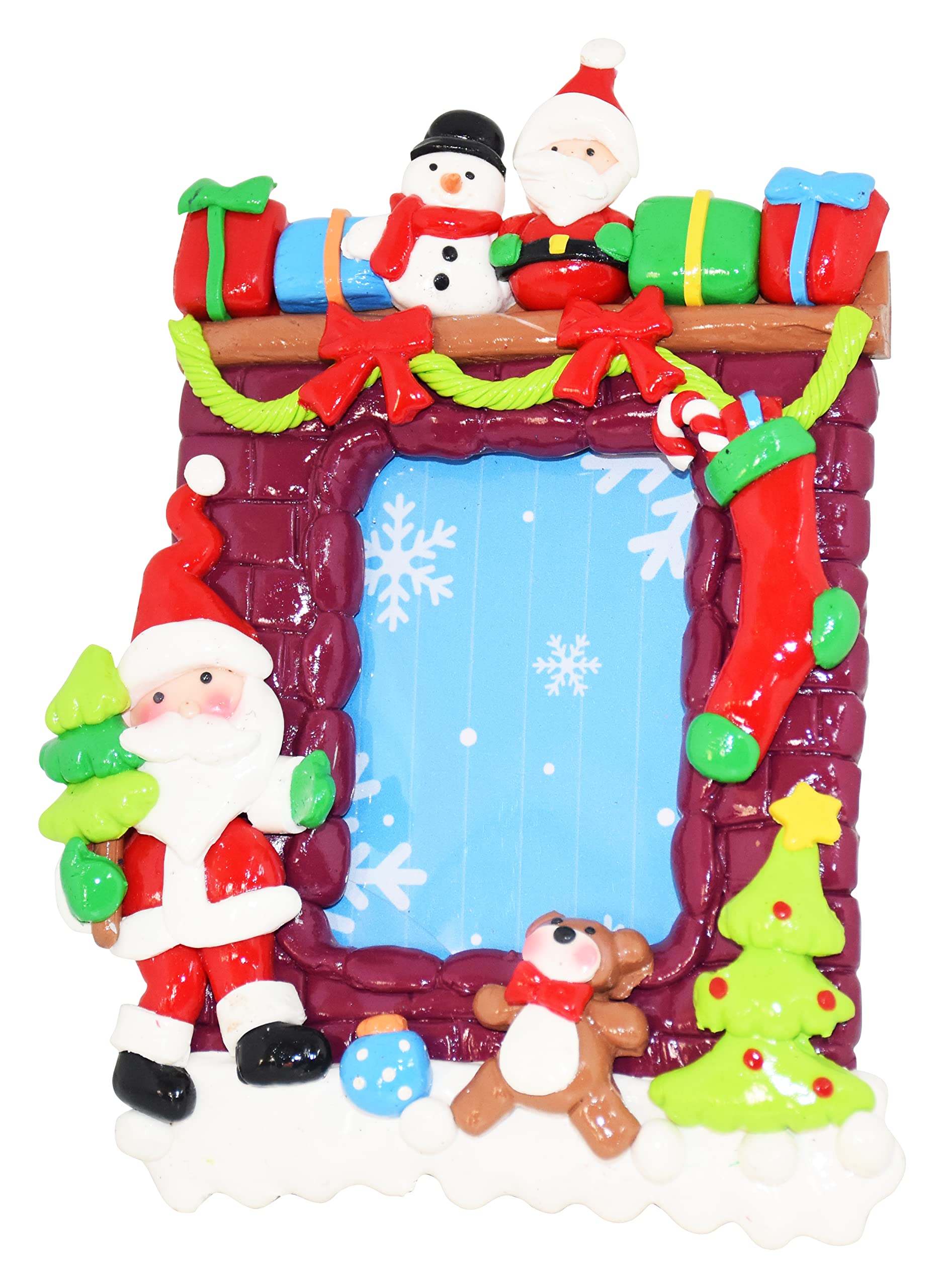 RSAAUD® Christmas Photo Frame Ornaments, Resin Picture Frame Xmas Tree Party Decorations Family Picture Keepsake Decor, Christmas Picture Frame (1 pcs)