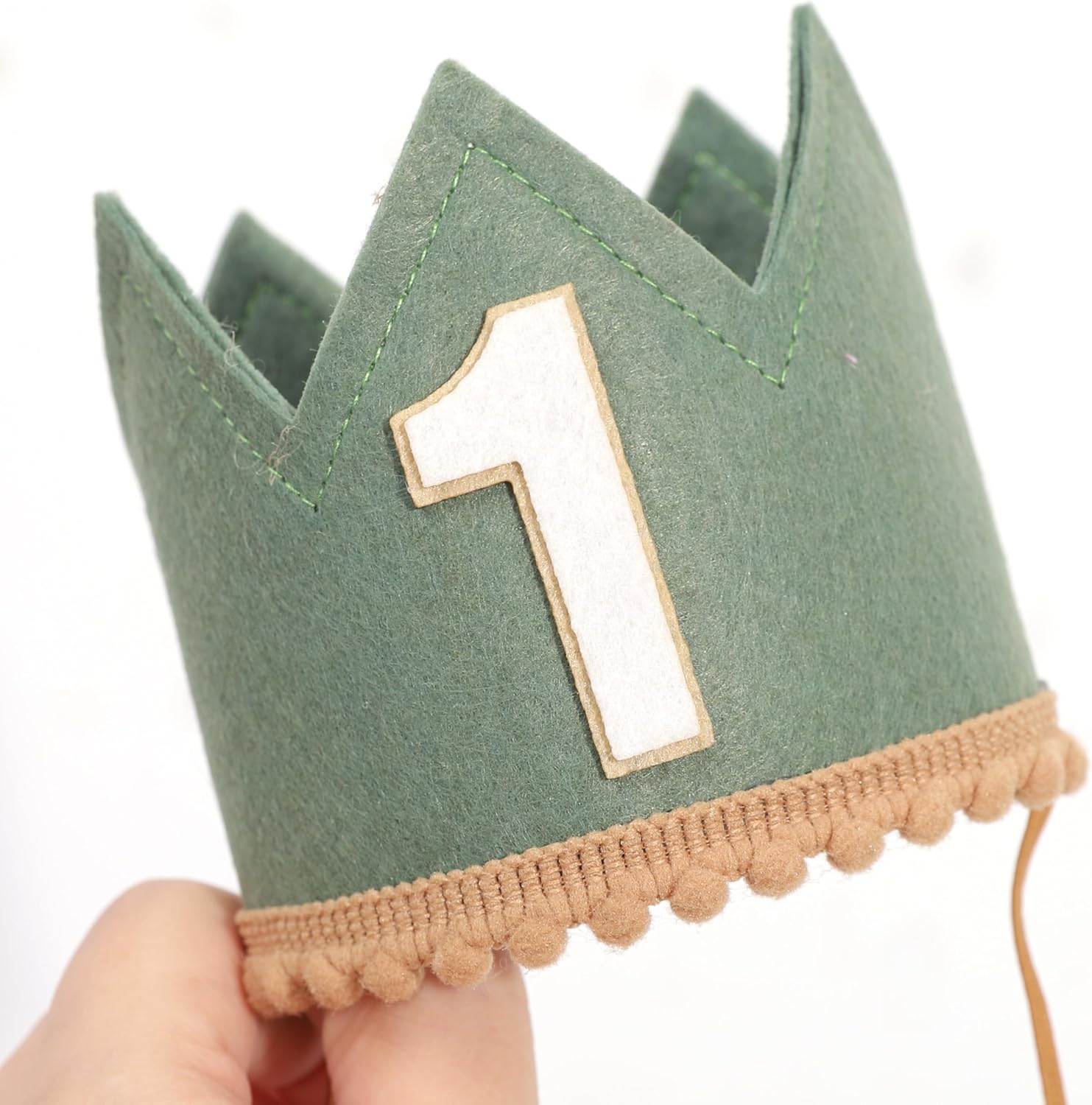 Wild One Birthday Crown - Safari Jungle 1st Birthday Hat for Boys and Girls, Deep Green Woodland First Cake Smash Photo Props - Image 6