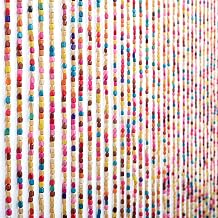 Bamboo Bead Door Curtain 27 Strands Rainbow Natural Wood Multicolor String Curtain String Curtain Insect Repellent Craft 90x175cm