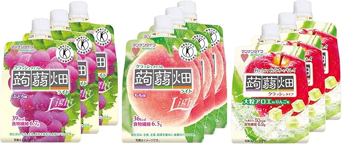 Amazon マンナンライフ クラッシュタイプの蒟蒻畑 3種 ぶどう味 白桃味 りんご味 各3袋 合計9個 蒟蒻畑 ゼリー飲料 通販