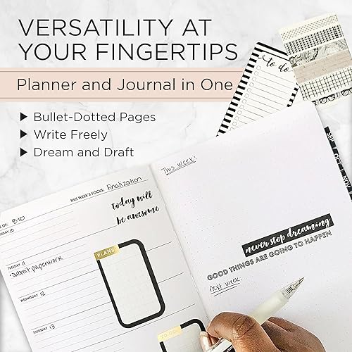 Miniatura 6 de Wordsworth - Agenda semanal y mensual sin fecha, agenda con puntos en blanco, tapa dura, agenda semanal sin fecha, 5.83 x 8.27 pulgadas, papel A5 de