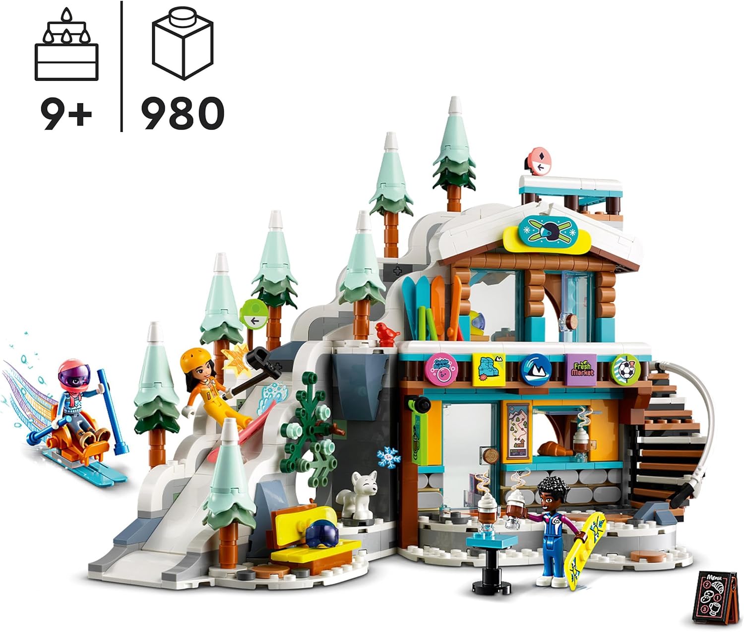 Lego® Friends Holiday Ski Slope and Café 41756 Building Toy Set; Creative Fun for Ages 9+ with 3 Mini-Dolls and Lots of Accessories; A Toy for Kids Who Love Snow Sports or Creative Play (980 Pieces)