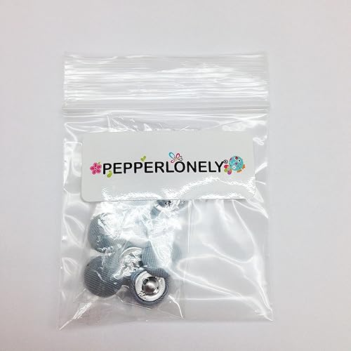 Vista 81 de PEPPERLONELY 10 piezas de tela de 0.394 in cubierta con botones redondos de vástago de metal, azul marino