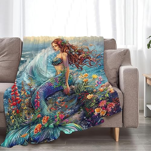 Miniatura 300 de Tijuboni Manta con diseño de tortuga marina y océano, regalos náuticos para mujeres, hombres, niñas, niños y adultos, manta de franela suave para