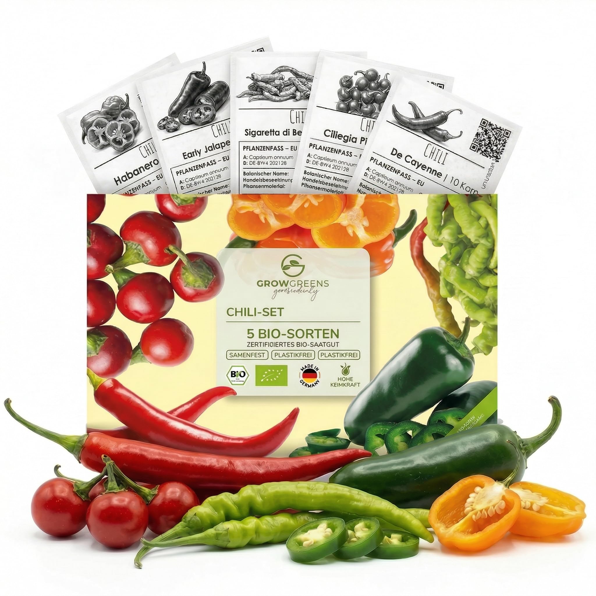 BIO Graines de piment avec 5 variétés