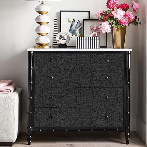 Miniatura 6 de Papel tapiz de cocodrilo con textura de cocodrilo negro mate lujoso papel tapiz negro autoadhesivo extraíble para renovación del hogar negro carbón