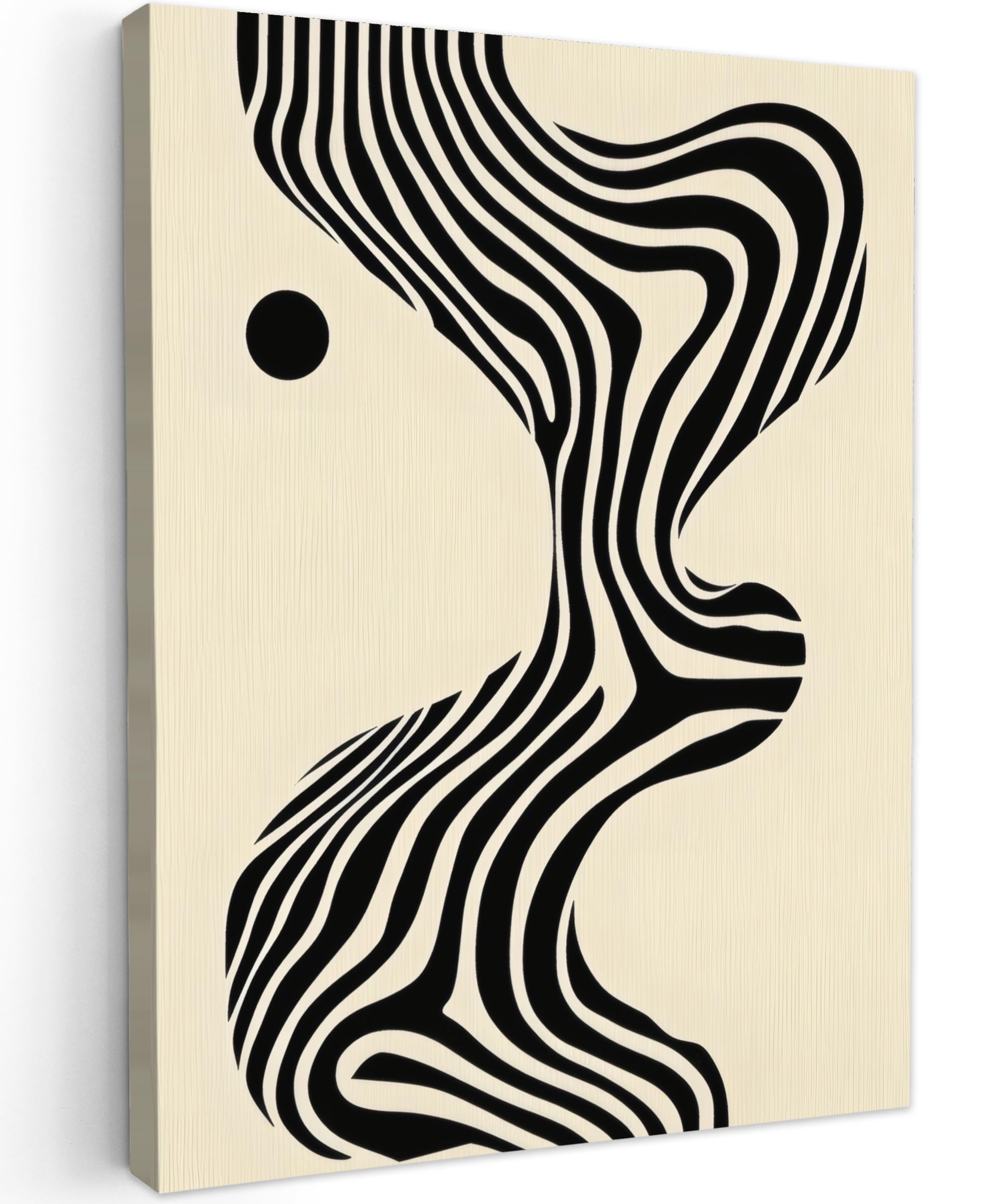 MuchoWow© Canvas Wall Art 24"x31" / 60x80 cm Decor Hanging Pictures for Living Room Canvus Artwork Deco Walls Beige - Lines - Wavy - Abstract