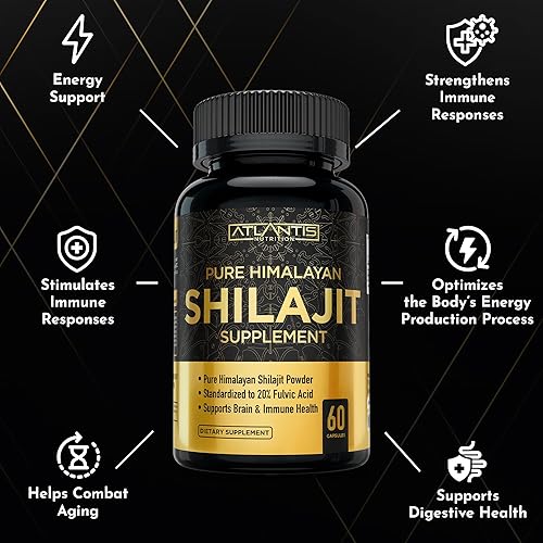 Miniatura 5 de Suplemento Shilajit  Cápsulas de resina Shilaijt auténtica del Himalaya pura formuladas con 20% de ácido fúlvico  Extracto 101 10,000 mg extra
