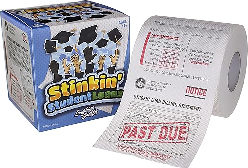 Laughing Smith Stinkin' Student Loans Papel higiénico falso regalo de broma Broma de papel higiénico para estudiantes y graduados universitarios