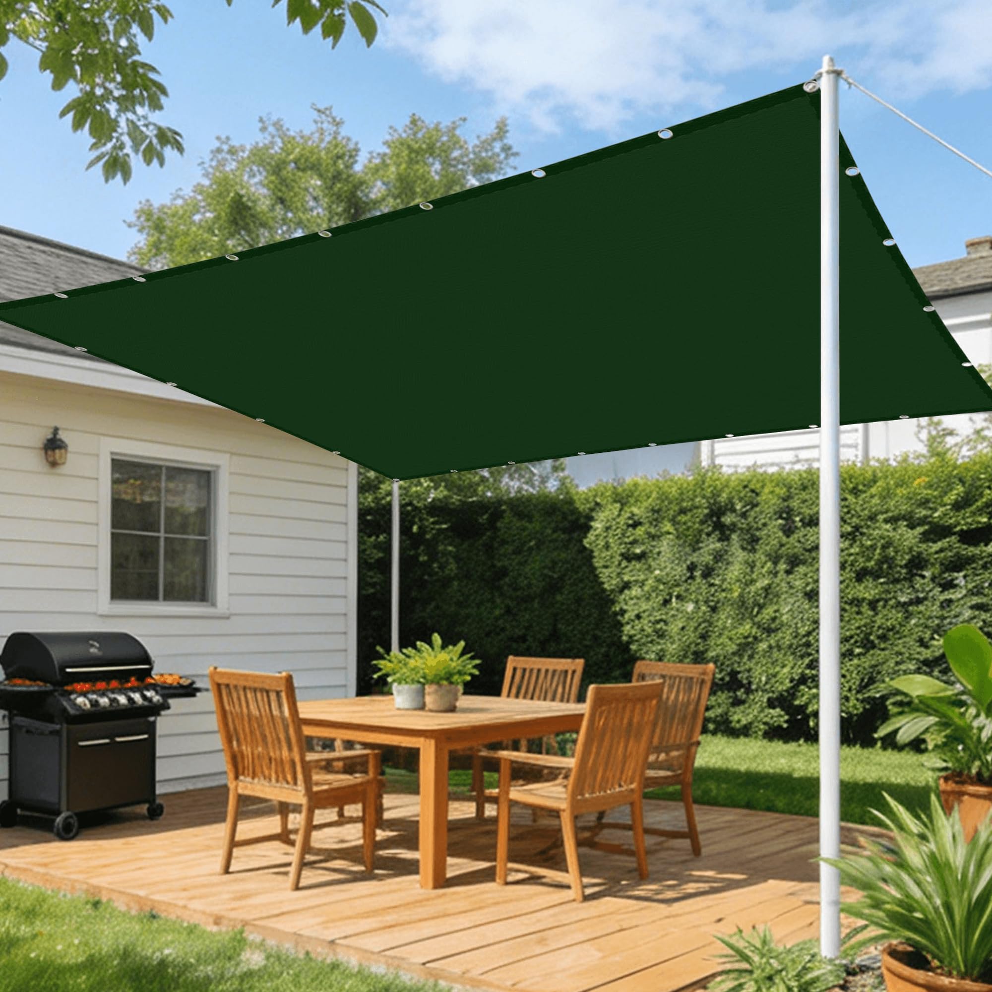 Voile d'ombrage contre la pluie et le soleil 260 x 320 cm vert foncé