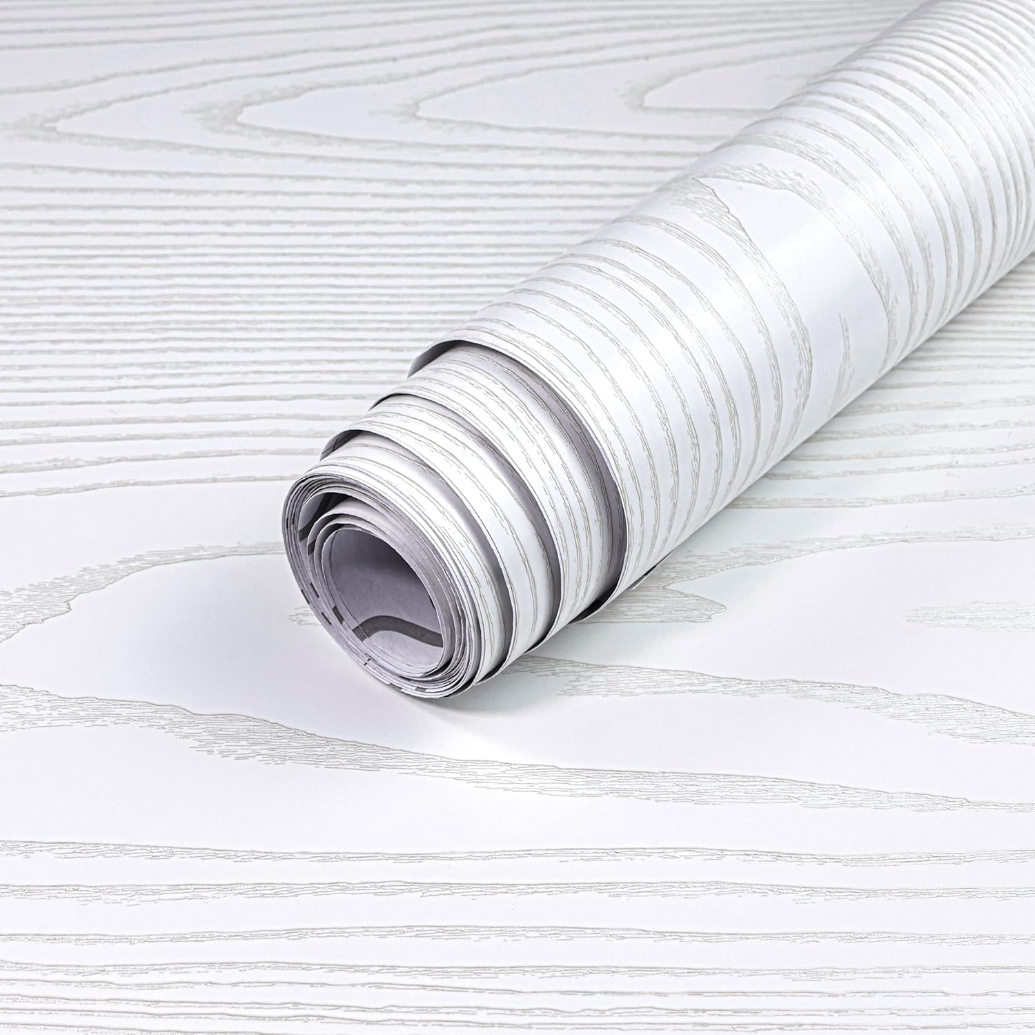 Yun-aeon White and Silver Wood Contact Paper 17.3"x400" Rustic Wooden Peel and Stick Wallpaper Removable Self-Adhesive Wallpaper Wood Grain Contact Paper for Countertops Cabinets