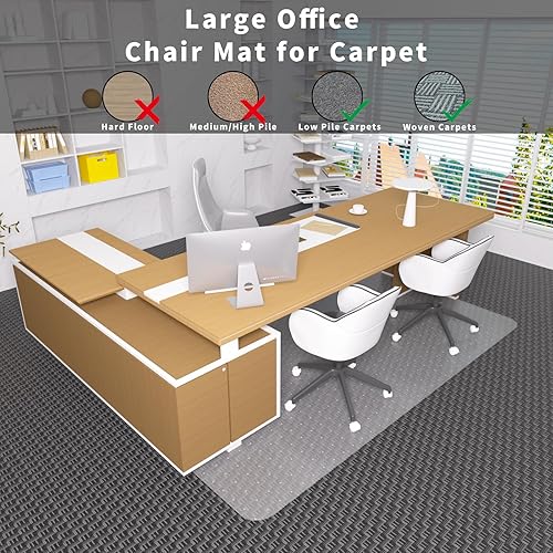 Miniatura 12 de Tapete resistente para silla de oficina para suelos de alfombra y tapete de escritorio para suelos alfombrados, protector de suelo transparente
