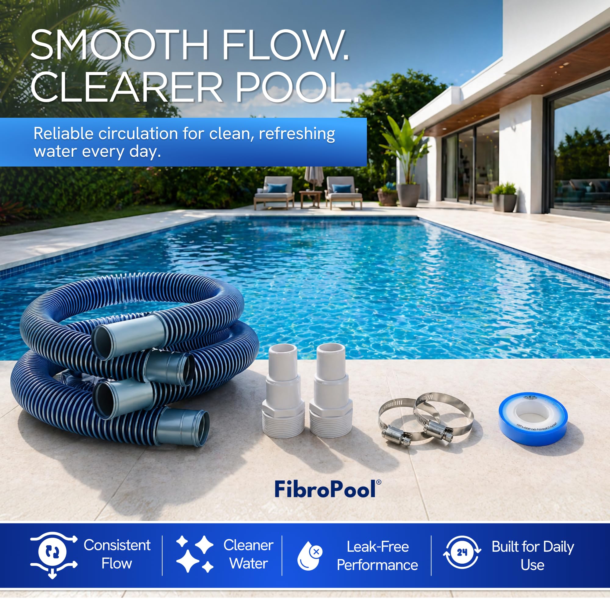 FibroPool - Manguera de Repuesto para Filtro de Piscina Profesional (1 1/2)