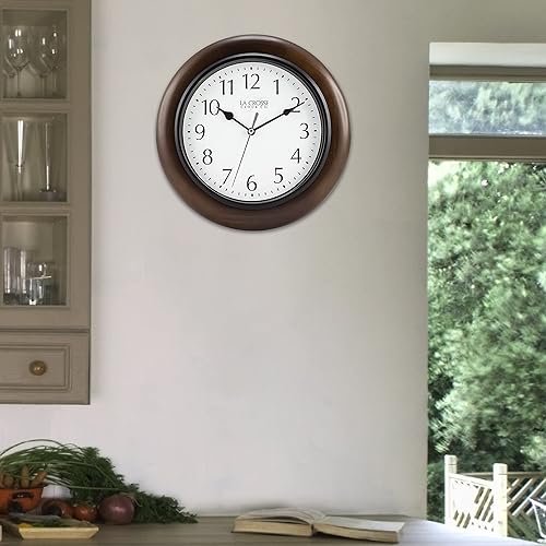 Miniatura 6 de La Crosse Reloj 404-2625 10 in Linwood Reloj de pared de madera de cuarzo