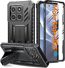 FNTCASE for Motorola Edge 2025 Case: Military Grade Drop Proof Protection Mobile Cover with Kickstand | Matte Textured Rugged Shockproof TPU | Protective Sturdy Phone Case - Black