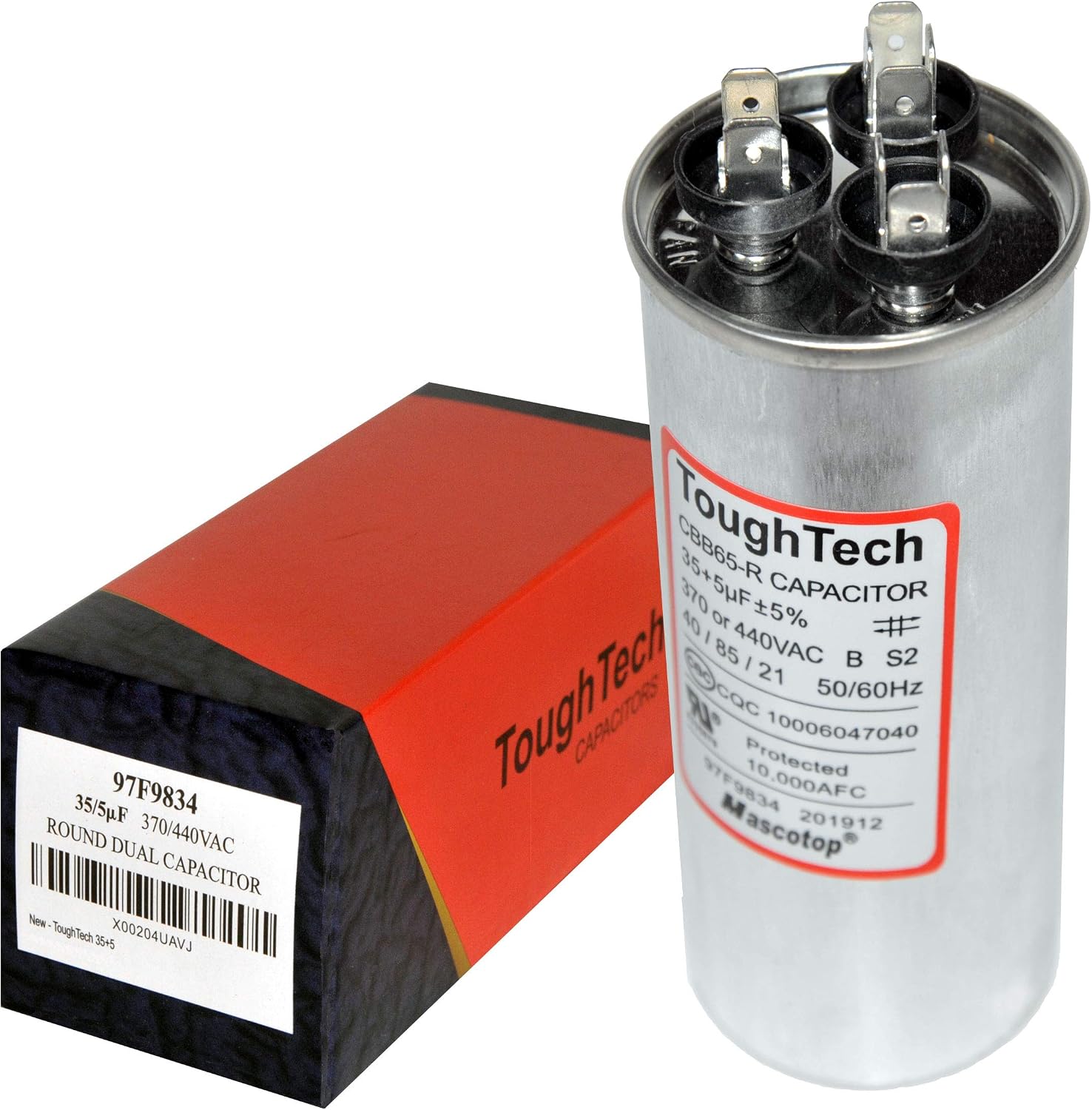 ToughTech 35 + 5 MFD uf 97F9834 370 or 440 Volt Dual Run Round Capacitor