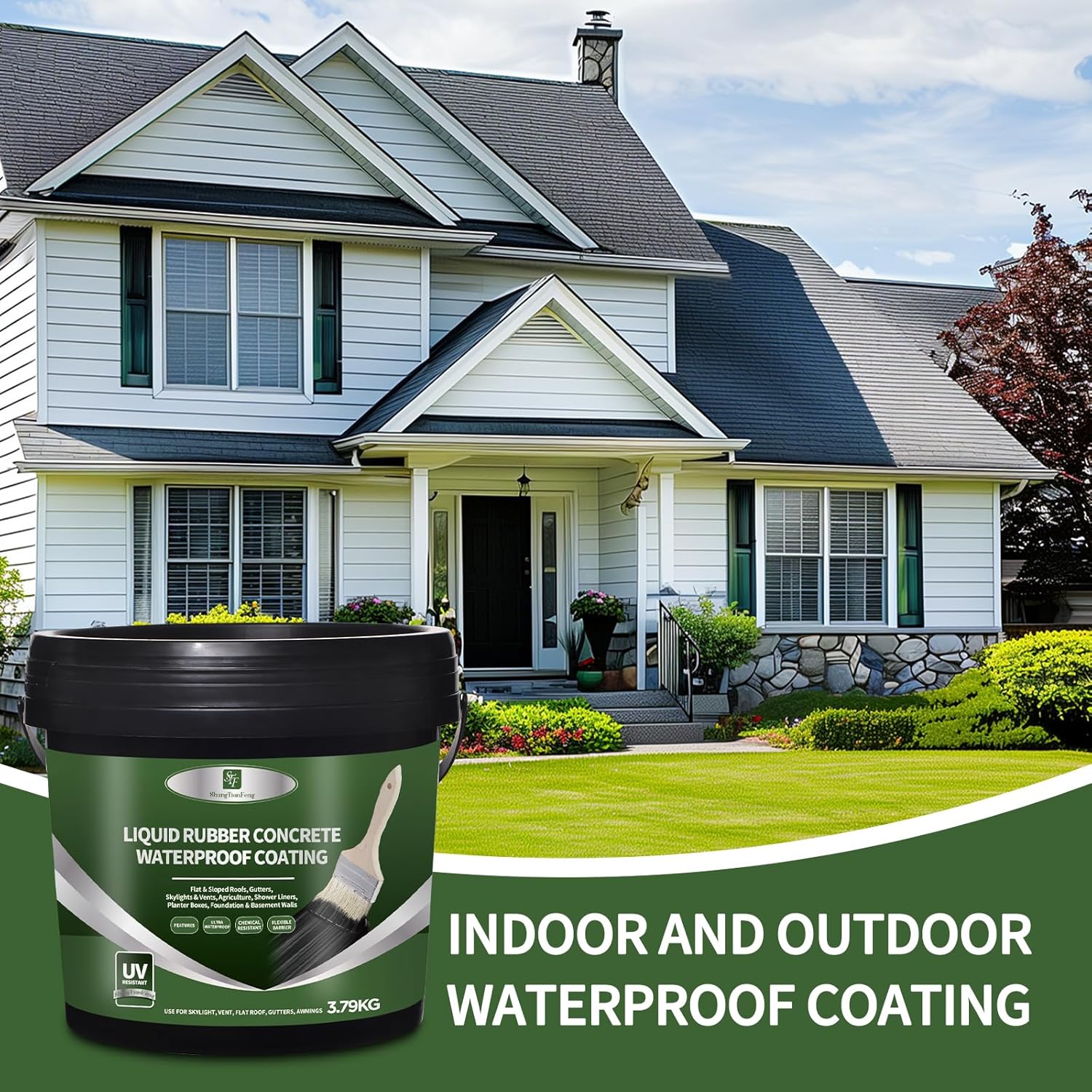 Concrete Foundation and Basement Sealant - Indoor & Outdoor Waterproof Coating, Easy to Apply to Concrete,Basements, Masonry, Garages,Durable Protection Against Cracks,Leaks, Black,1 Gallon