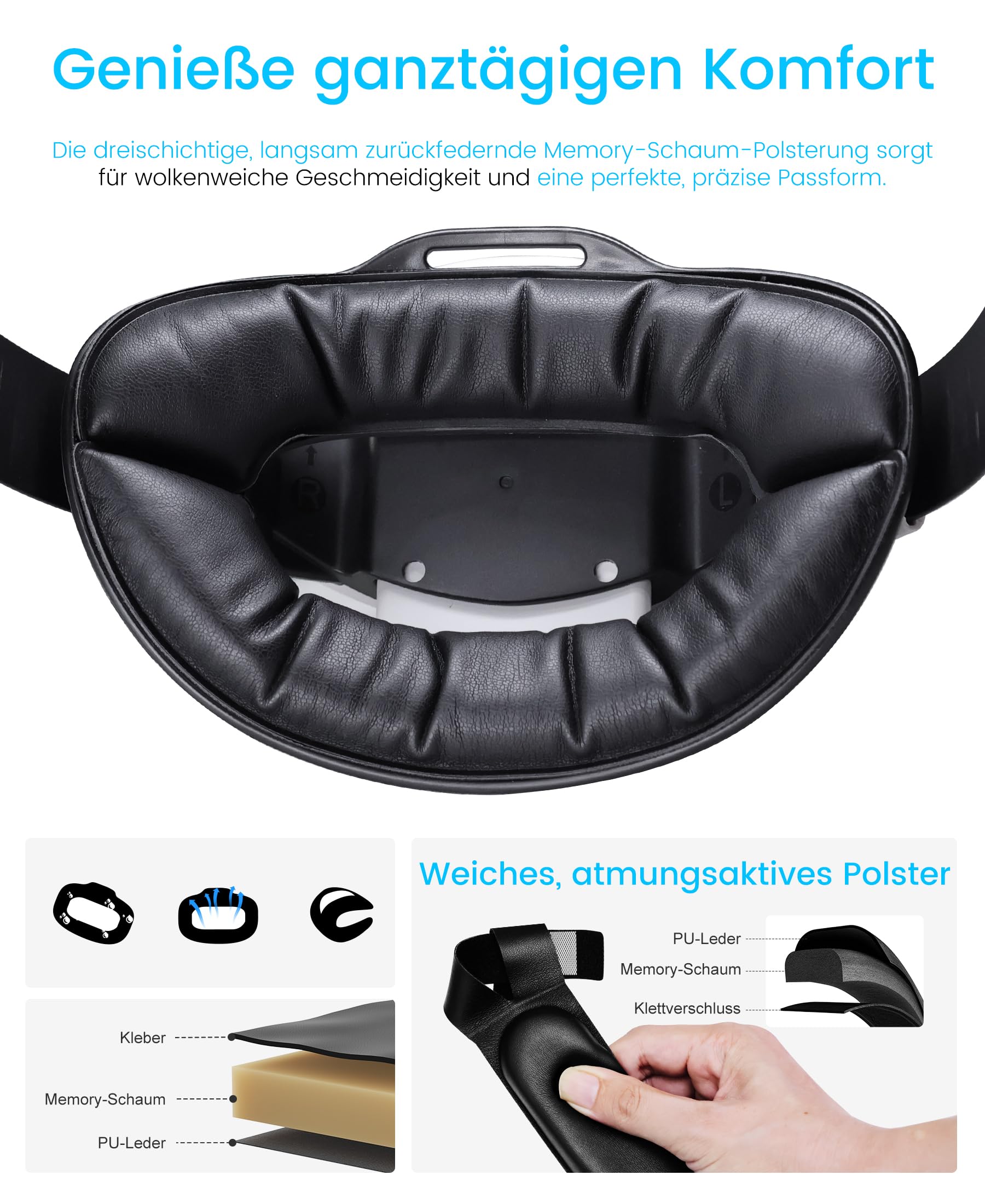 BEBONCOOL Headstrap für Meta Quest 3/3S/2 mit 10000mAh Hot-Swap-Akku, Komfortabler Elite-Strap-Ersatz für 3–5H verlängerte Spielzeit, Reduziert Gesichtsdruck&verbessert Komfort, VR-Zubehör für Oculus