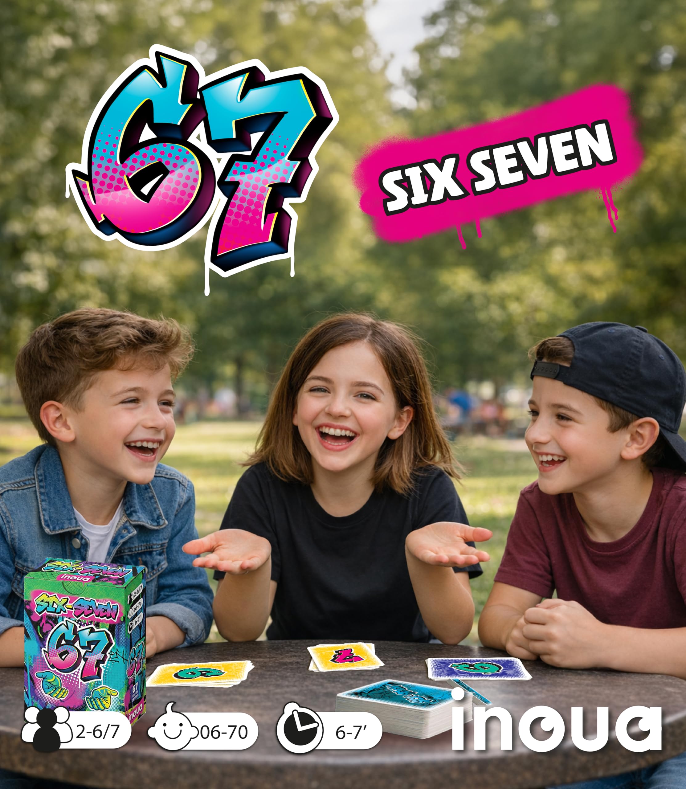 Juego de cartas rápido de reflejos 6-7 | Juego familiar infantil de velocidad y atención | Partidas de 6-7 minutos | 2-7 jugadores | Juego portátil divertido para niños y adultos | Idiomas ES-EN-FR-PT