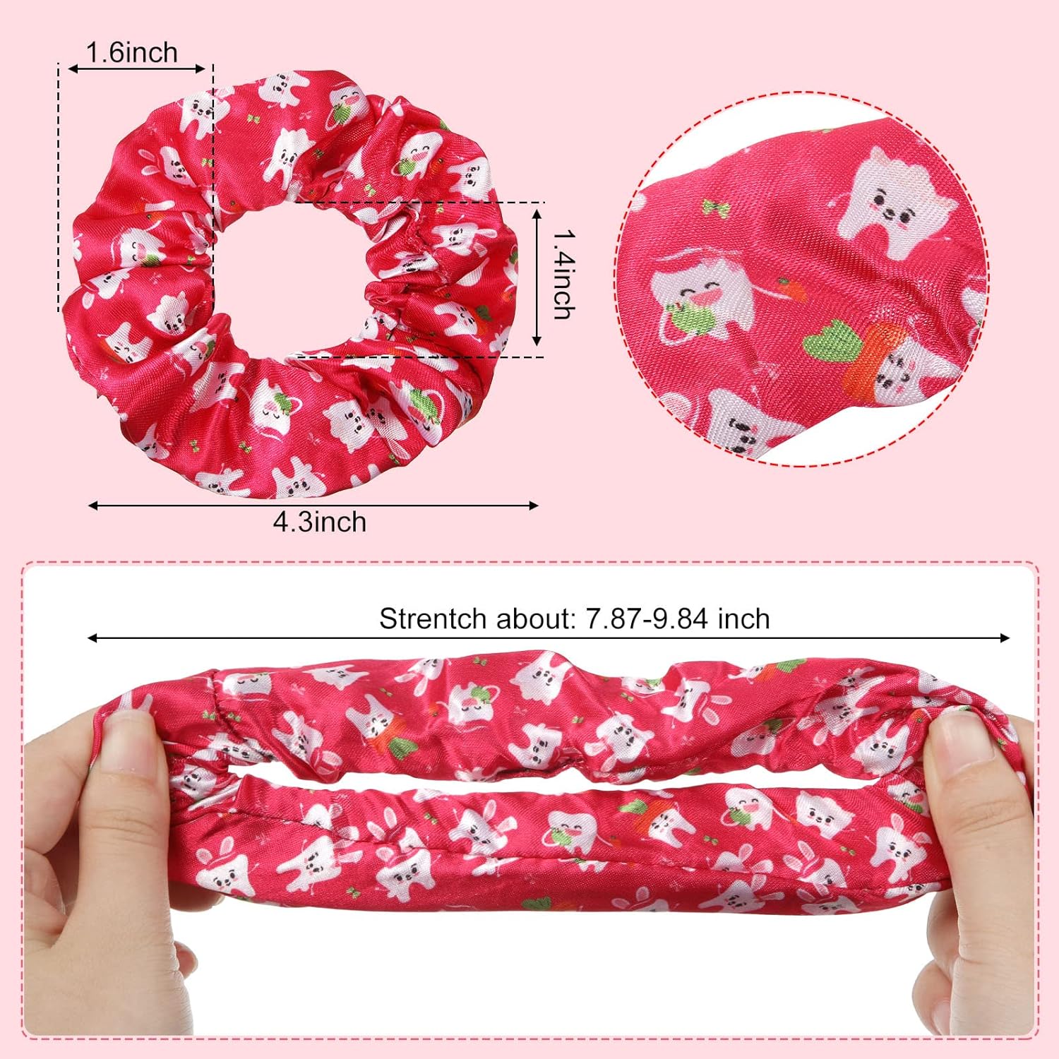 Potchen 36 Pcs Dental Hygienist Gifts - Makeup Bags, Hair Scrunchies, Tooth-Shaped Key Chains, Hair Holder for Women and Dental Assistants