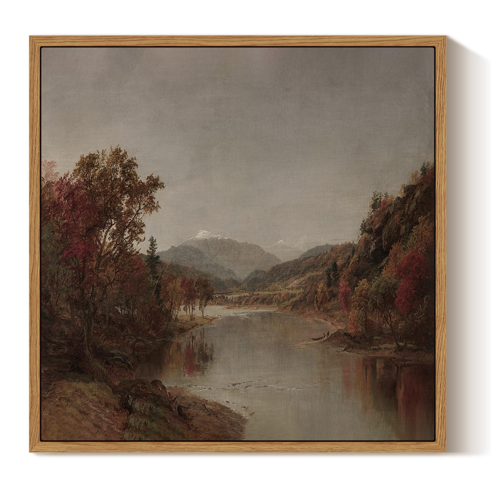 ARPEOTCY Vintage Framed Canvas Wall Art, 12×12 Inch, Fall Natural Scenery Square Wall Decor for Living Room, Vintage Painting for Bedroom, Framed Art Prints, for Office