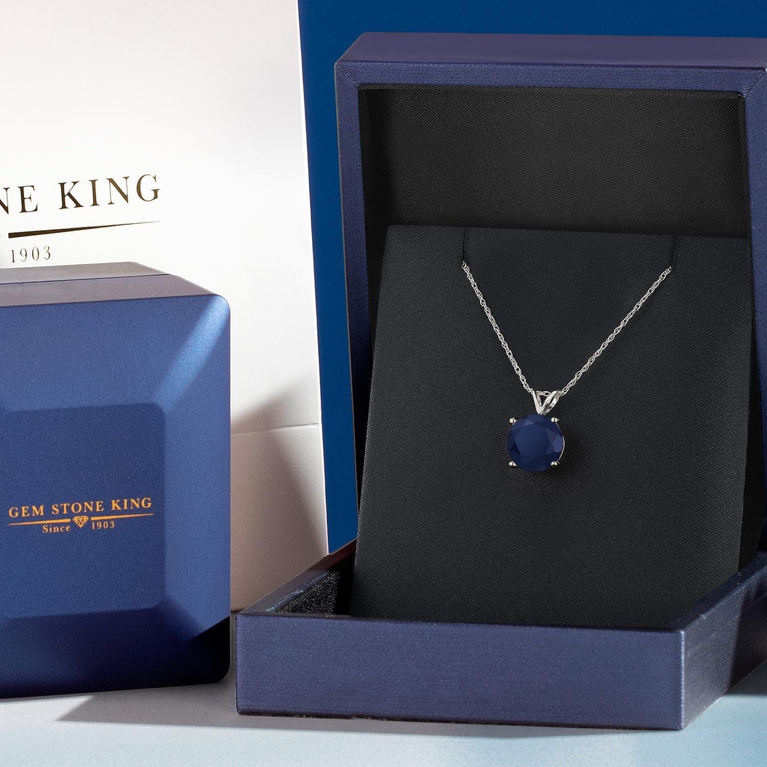 Gem Stone King 10MM Round Gemstone Birthstone Pendant Necklace For Women | 10K White Gold | Gold Necklace For Women | With 18 Inch Chain | Fine Jewelry Gifts for Her Mom Wife - Image 5