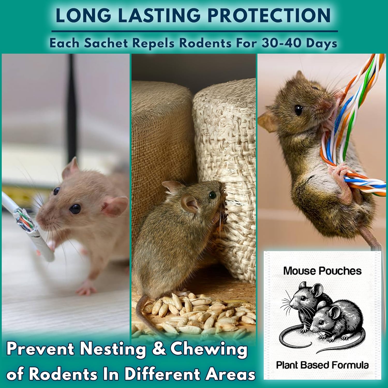 10Pack Natural Mouse Repellent Pouches Indoor Powered by Botanical Scent Mice Repellent Pouches Rodent Repellent Pouches vamoose Rodent-repelling Pouches for House Basement Attic Shed Barn Storage Rv