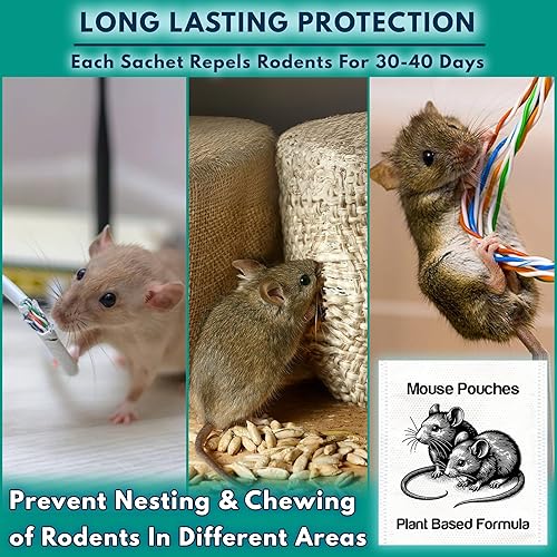 Miniatura 4 de Paquete de 10 bolsas repelentes de ratones con aroma botánico Natural Mouse Repellent Pouches para interiores, bolsas repelentes de roedores, bolsas