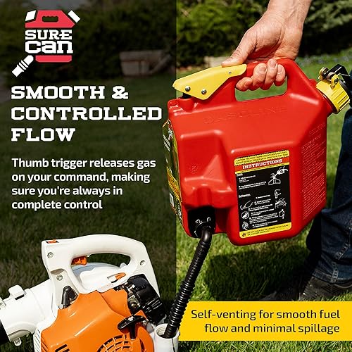 Miniatura 4 de Surecan Contenedor de seguridad tipo II de 2 galones, con boquilla giratoria, diseño de derrames libres, ventilación automática y tapa de llenado de